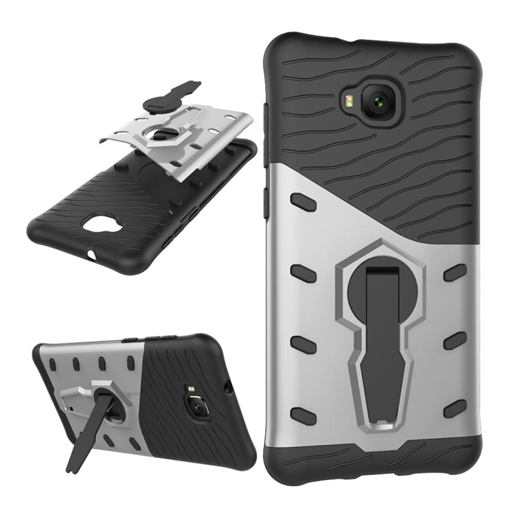 Soft TPU + Plastic Combo Detachable Phone Cover with 360-degree Rotary Kickstand for Asus Zenfone 4 Selfie ZD553KL/ 4 Selfie ZB553KL/ 4 Selfie Lite ZB553KL - Silver-1