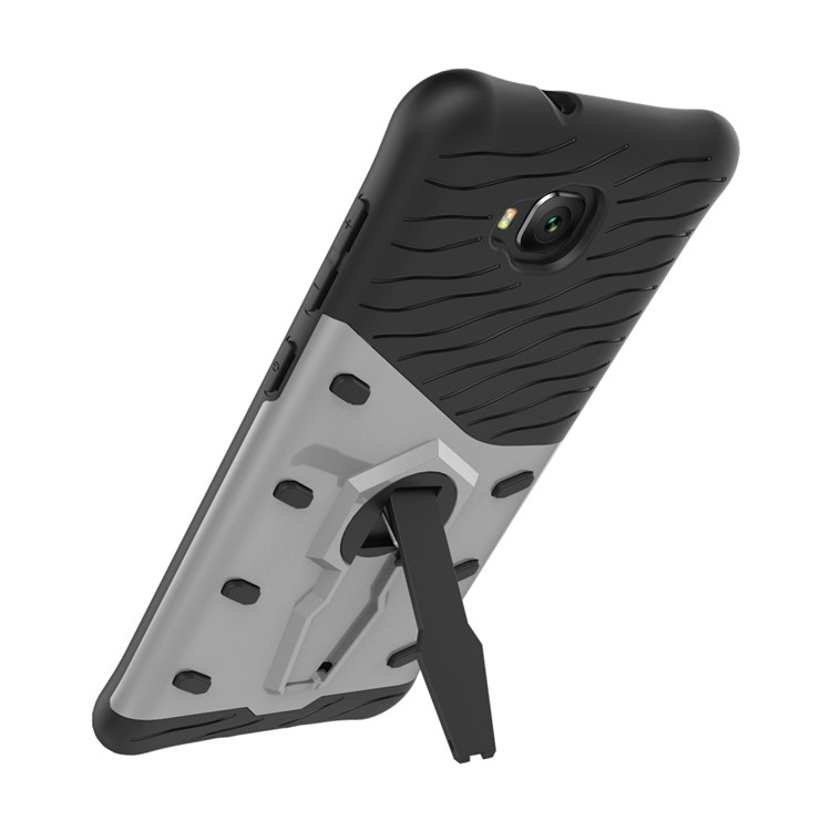 Soft TPU + Plastic Combo Detachable Phone Cover with 360-degree Rotary Kickstand for Asus Zenfone 4 Selfie ZD553KL/ 4 Selfie ZB553KL/ 4 Selfie Lite ZB553KL - Silver-6