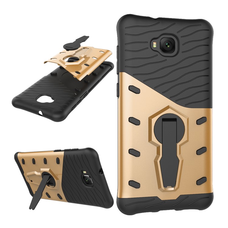 Soft TPU + Plastic Combo Detachable Back Casing with 360-degree Rotary Kickstand for Asus Zenfone 4 Selfie ZD553KL - Gold-1