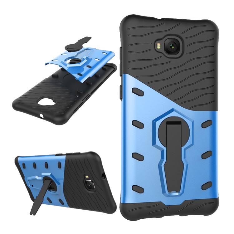 Soft TPU + Plastic Hybrid Detachable Mobile Phone Case with 360-degree Rotary Kickstand for Asus Zenfone 4 Selfie ZD553KL/ 4 Selfie ZB553KL/ 4 Selfie Lite ZB553KL - Blue-1