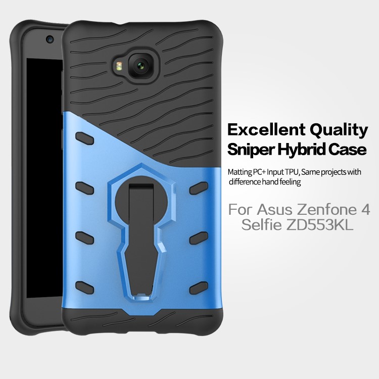 Soft TPU + Plastic Hybrid Detachable Mobile Phone Case with 360-degree Rotary Kickstand for Asus Zenfone 4 Selfie ZD553KL/ 4 Selfie ZB553KL/ 4 Selfie Lite ZB553KL - Blue-13