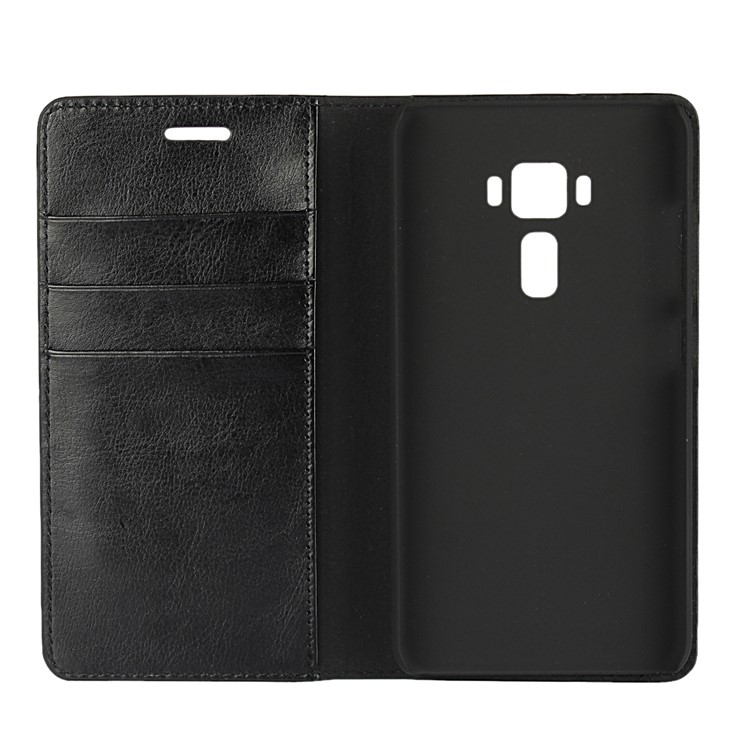 Crazy Horse Genuine Leather Wallet Case Cover for Asus Zenfone 3 ZE520KL - Black-5