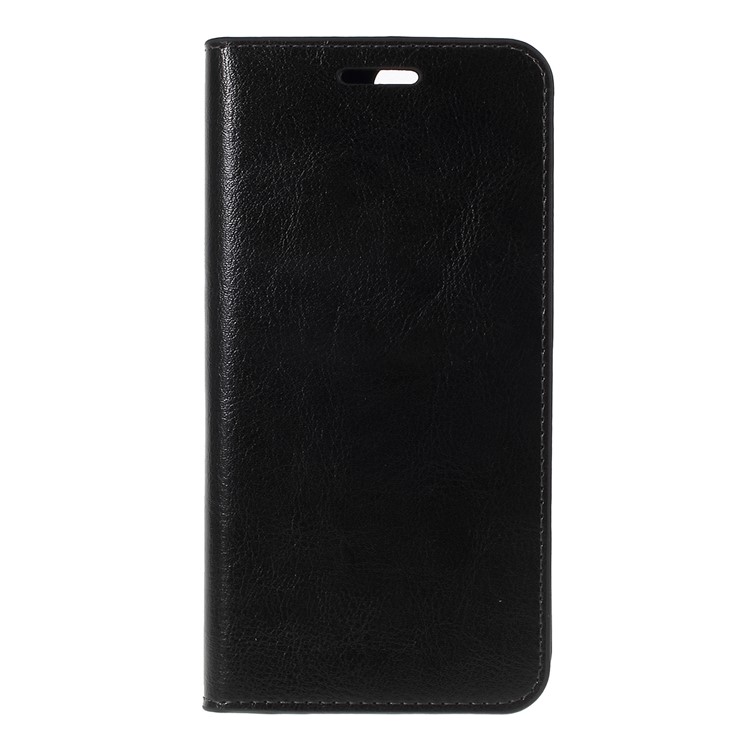 Crazy Horse Texture Wallet Stand Genuine Leather Case for Asus ZenFone 4 (ZE554KL) - Black-1