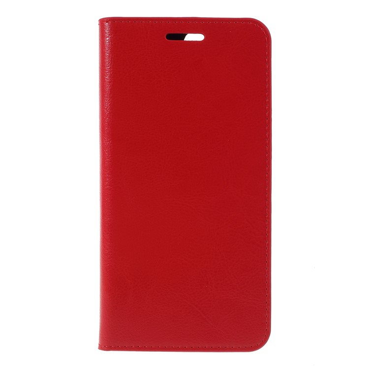 For Asus ZenFone 4 (ZE554KL) Crazy Horse Texture Wallet Genuine Leather Stand Cover with Card Slots - Red-1