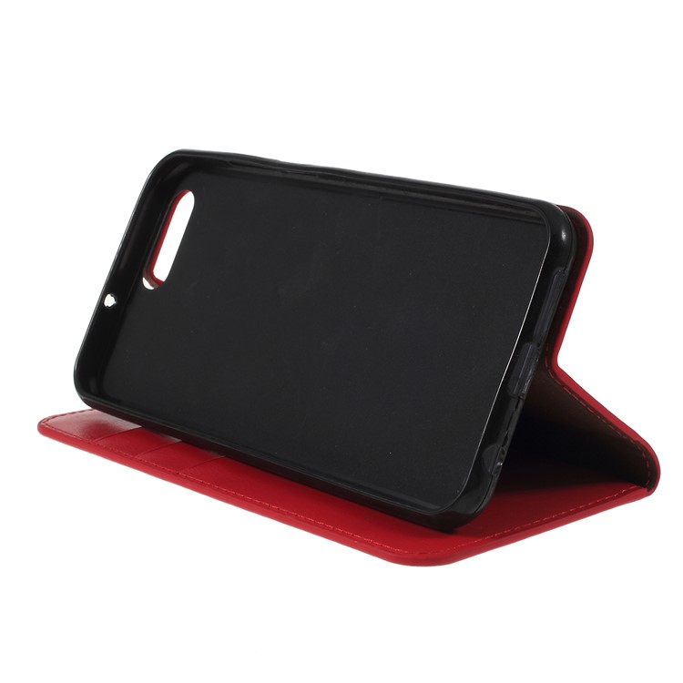 For Asus ZenFone 4 (ZE554KL) Crazy Horse Texture Wallet Genuine Leather Stand Cover with Card Slots - Red-2