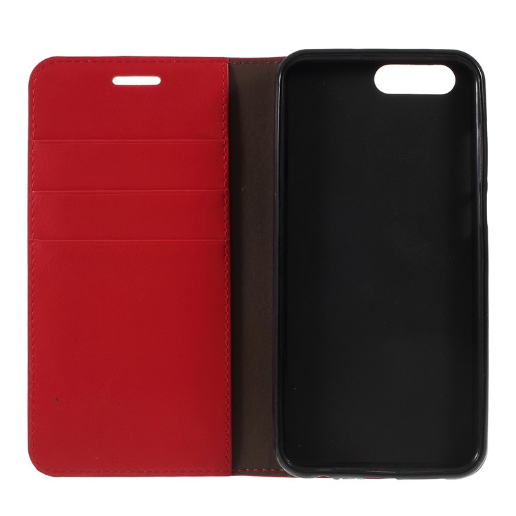 For Asus ZenFone 4 (ZE554KL) Crazy Horse Texture Wallet Genuine Leather Stand Cover with Card Slots - Red-4