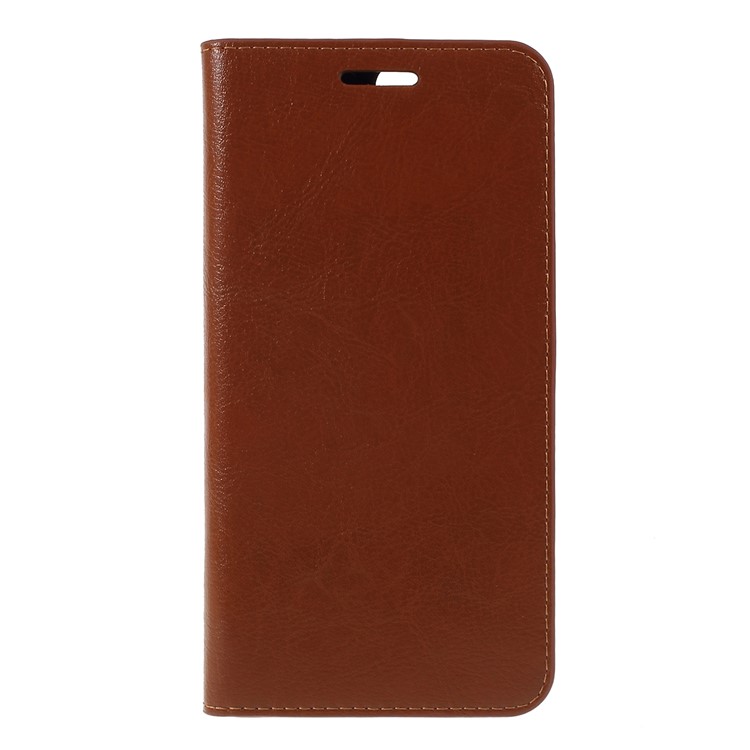 Crazy Horse Grain Wallet Stand Genuine Leather Mobile Cover for Asus ZenFone 4 (ZE554KL) - Brown-1