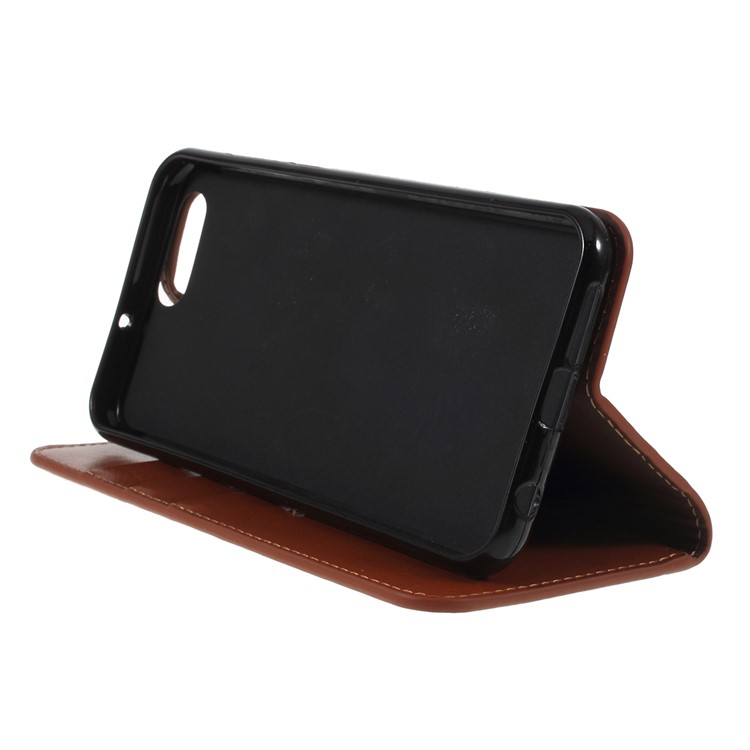 Crazy Horse Grain Wallet Stand Genuine Leather Mobile Cover for Asus ZenFone 4 (ZE554KL) - Brown-2
