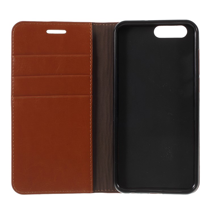 Crazy Horse Grain Wallet Stand Genuine Leather Mobile Cover for Asus ZenFone 4 (ZE554KL) - Brown-4