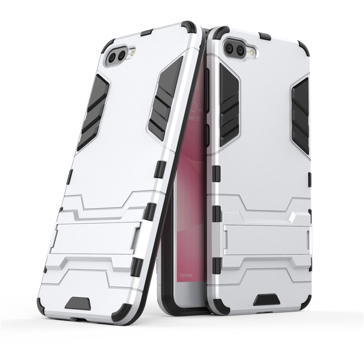 Cool Guard Hybrid PC+TPU Kickstand Mobile Cover for Asus Zenfone 4 Max ZC520KL - White-1