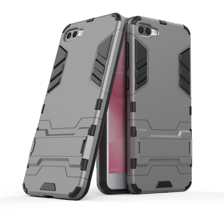 Cool Guard PC+TPU Hybrid Phone Case Shell with Kickstand for Asus Zenfone 4 Max ZC520KL - Grey-1