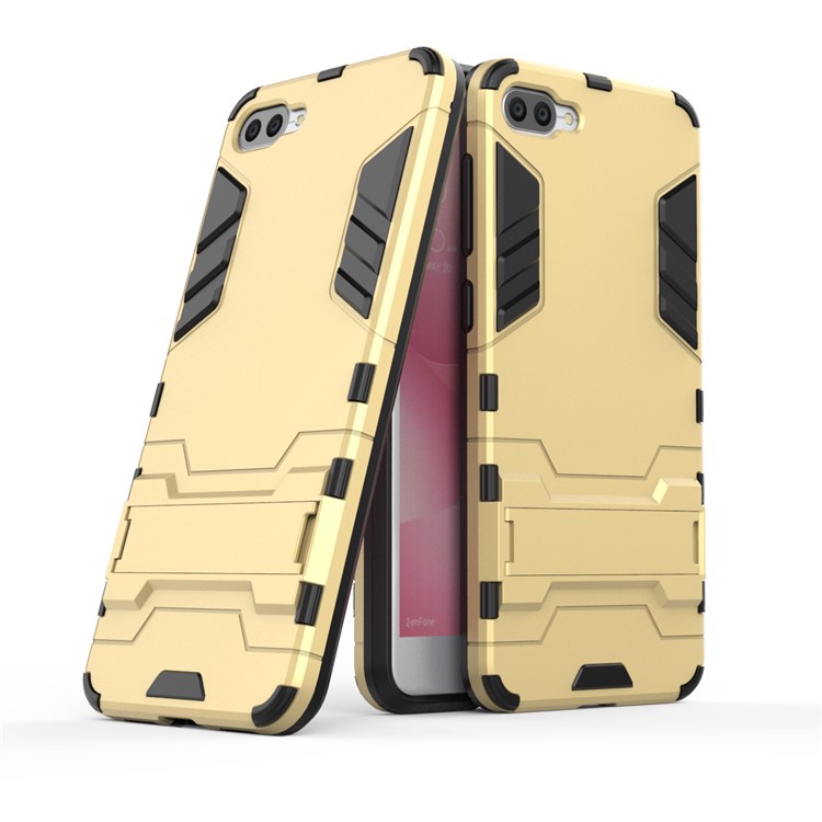 Cool Guard PC+TPU Hybrid Kickstand Protection Back Phone Case for Asus Zenfone 4 Max ZC520KL - Gold-1