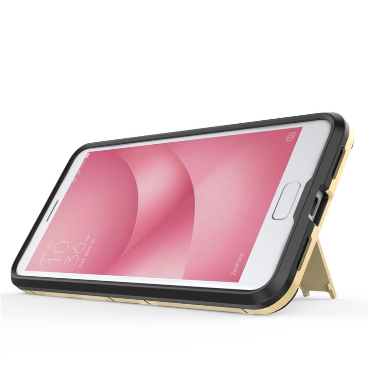 Cool Guard PC+TPU Hybrid Kickstand Protection Back Phone Case for Asus Zenfone 4 Max ZC520KL - Gold-3
