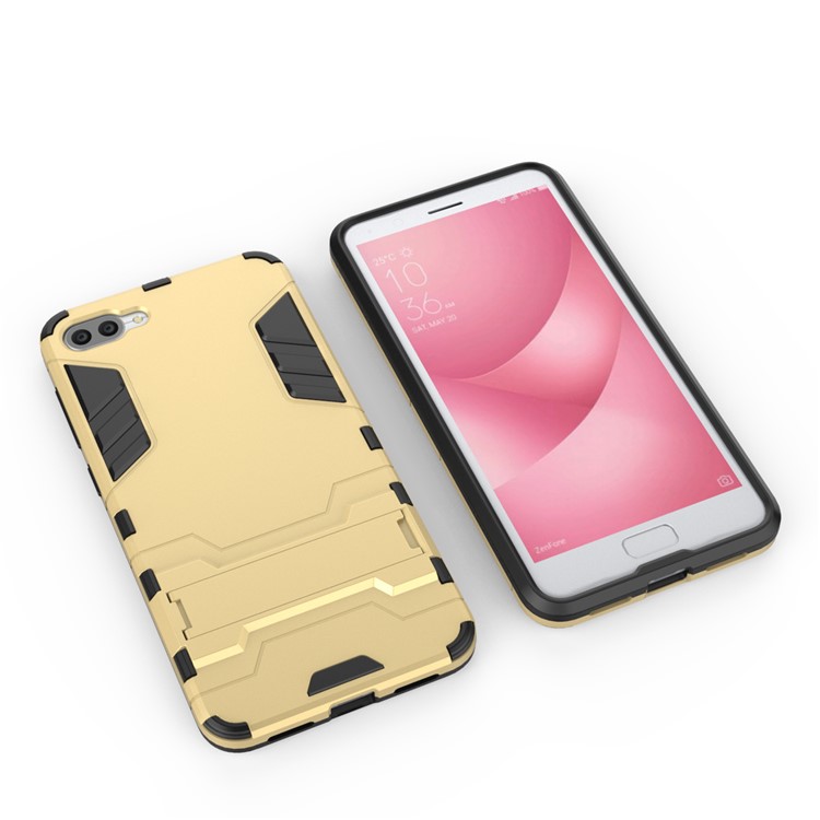 Cool Guard PC+TPU Hybrid Kickstand Protection Back Phone Case for Asus Zenfone 4 Max ZC520KL - Gold-8