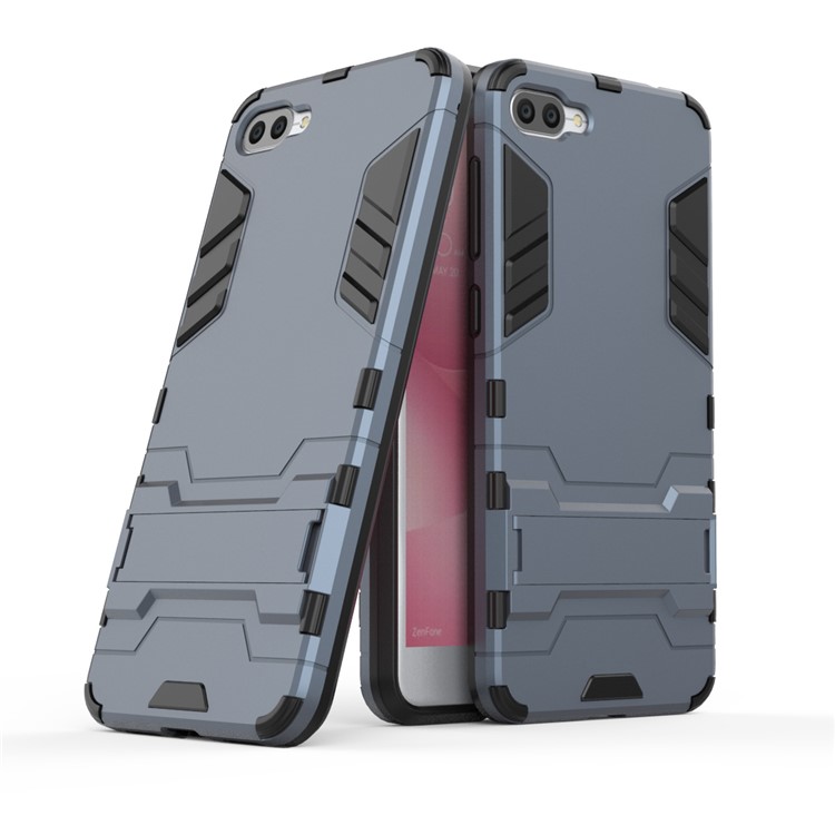 For Asus Zenfone 4 Max ZC520KL Cool Guard PC+TPU Hybrid Kickstand Phone Case Accessory - Dark Blue-1