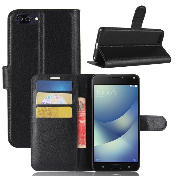 Litchi Texture Wallet Leather Stand Case for Asus Zenfone 4 Max ZC520KL - Black-1