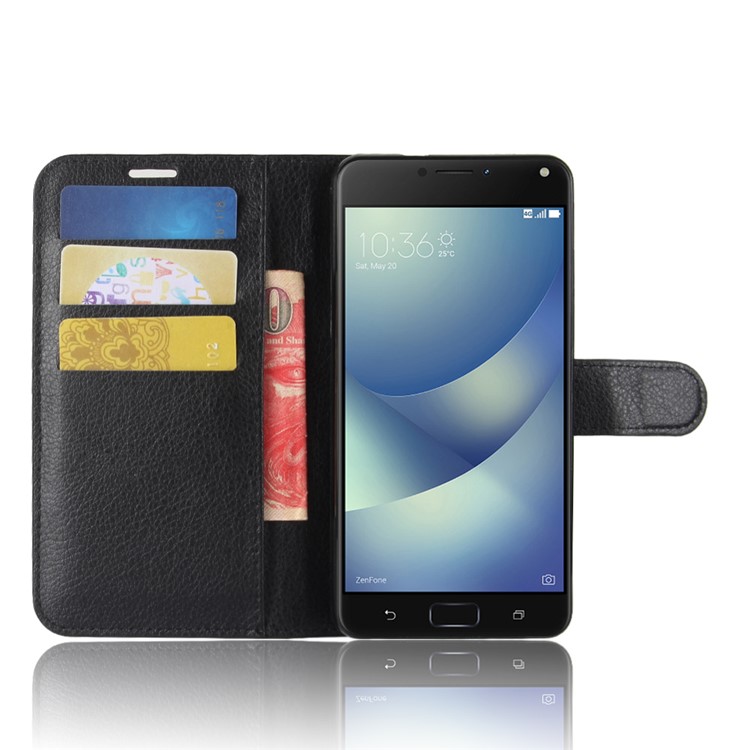 Litchi Texture Wallet Leather Stand Case for Asus Zenfone 4 Max ZC520KL - Black-4