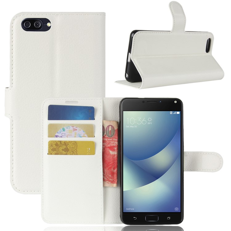 Litchi Texture Wallet Leather Stand Cover for Asus Zenfone 4 Max ZC520KL - White-1