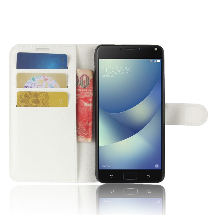 Litchi Texture Wallet Leather Stand Cover for Asus Zenfone 4 Max ZC520KL - White-4