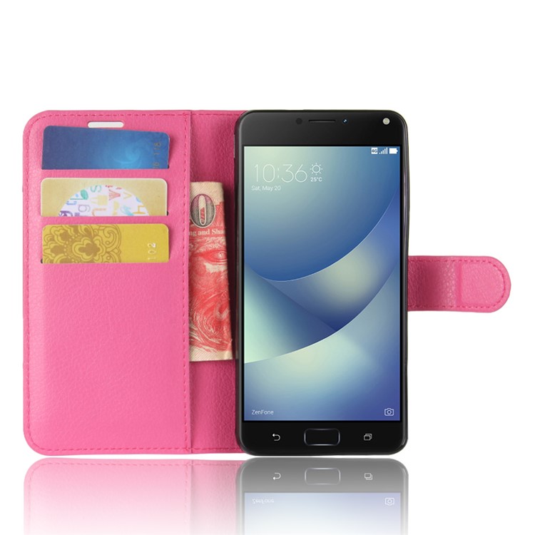 Litchi Grain Wallet Leather Stand Phone Case for Asus Zenfone 4 Max ZC520KL - Rose-4