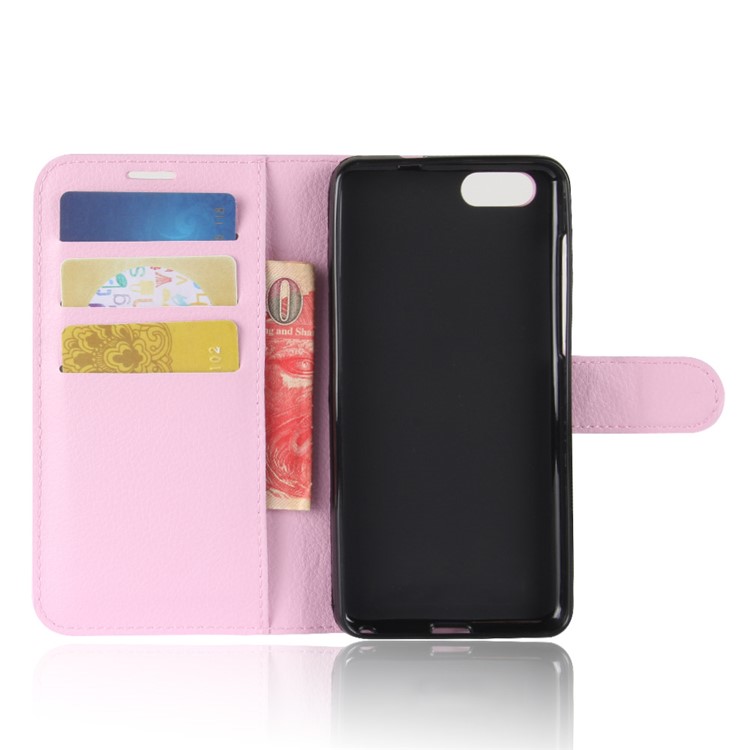 Litchi Skin Wallet Stand Leather Mobile Case for Asus Zenfone 4 Max ZC520KL - Pink-3