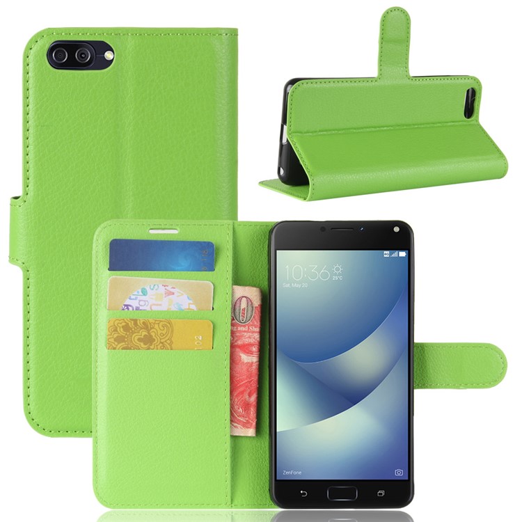 Litchi Texture Wallet Leather Stand Mobile Cover for Asus Zenfone 4 Max ZC520KL - Green-1
