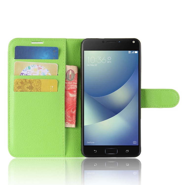 Litchi Texture Wallet Leather Stand Mobile Cover for Asus Zenfone 4 Max ZC520KL - Green-4