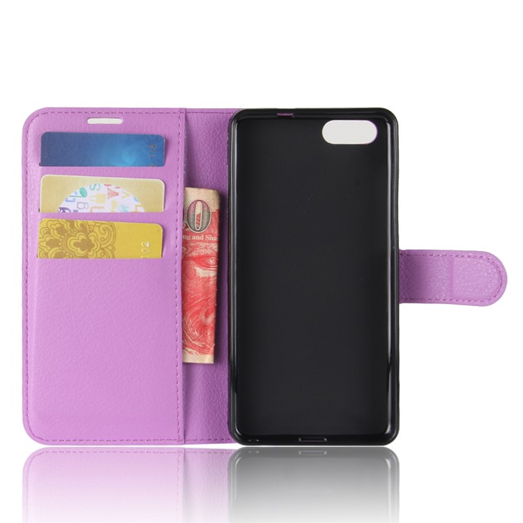 Litchi Skin Wallet Leather Stand Phone Cover Shell for Asus Zenfone 4 Max ZC520KL - Purple-3