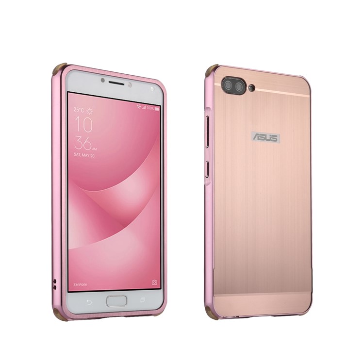 For Asus Zenfone 4 Max /4 Max Plus /4 Max Pro ZC554KL Slide-on Metal Bumper PC Hard Mobile Cover - Rose Gold-1