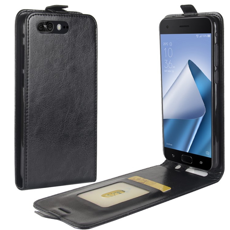 Crazy Horse Leather Vertical Case for Asus ZenFone 4 Pro ZS551KL - Black-1