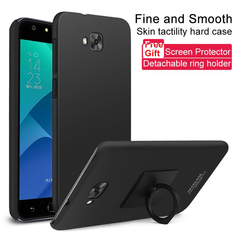 IMAK Cowboy Shell Matte PC Hard Shell with Ring Stand for Asus Zenfone 4 Selfie ZD553KL/ 4 Selfie ZB553KL/ 4 Selfie Lite ZB553KL - Metal Black-1