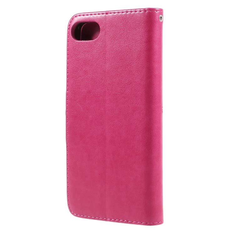 Imprint Butterfly Flower Leather Wallet Case for Asus Zenfone 4 Max ZC520KL - Rose-2