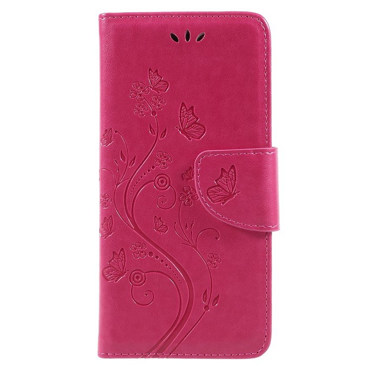 Imprint Butterfly Flower Leather Wallet Case for Asus Zenfone 4 Max ZC520KL - Rose-3