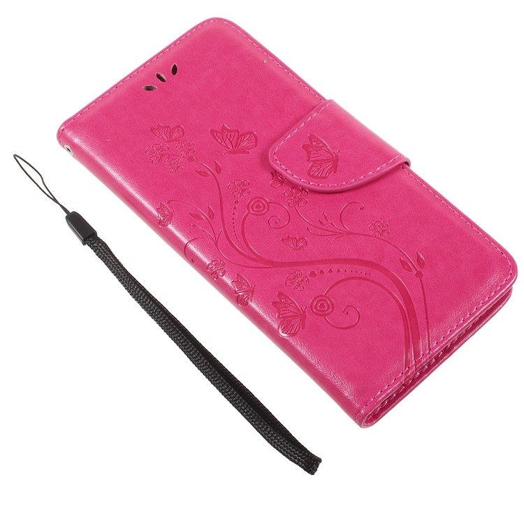 Imprint Butterfly Flower Leather Wallet Case for Asus Zenfone 4 Max ZC520KL - Rose-7