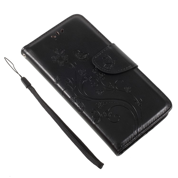 Imprint Butterfly Flower Leather Wallet Casing with Stand for Asus Zenfone 4 Max ZC520KL - Black-10