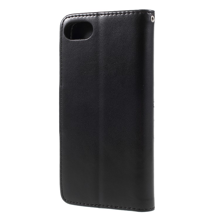 Imprint Butterfly Flower Leather Wallet Casing with Stand for Asus Zenfone 4 Max ZC520KL - Black-2