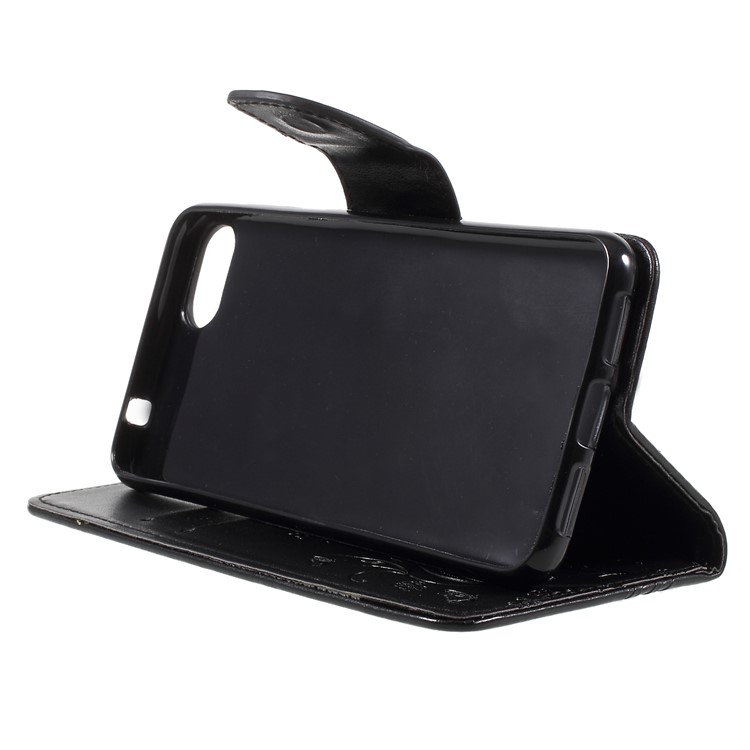 Imprint Butterfly Flower Leather Wallet Casing with Stand for Asus Zenfone 4 Max ZC520KL - Black-4