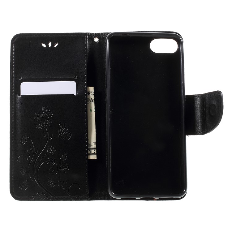 Imprint Butterfly Flower Leather Wallet Casing with Stand for Asus Zenfone 4 Max ZC520KL - Black-6