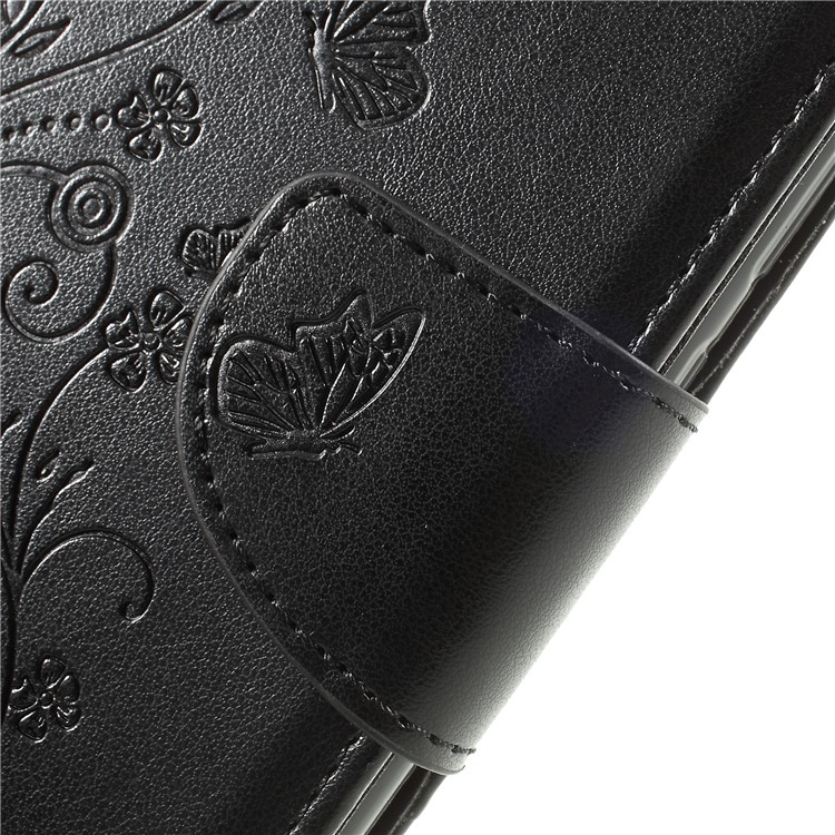Imprint Butterfly Flower Leather Wallet Casing with Stand for Asus Zenfone 4 Max ZC520KL - Black-9