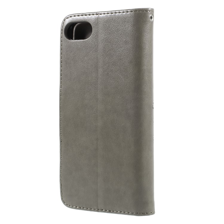 For Asus Zenfone 4 Max ZC520KL Imprint Butterfly Flower PU Leather Wallet Stand Cover - Grey-2