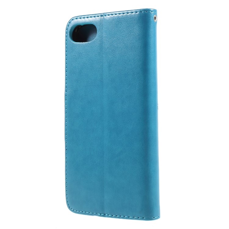 For Asus Zenfone 4 Max ZC520KL Imprint Butterfly Flower Leather Wallet Phone Cover Case - Blue-2
