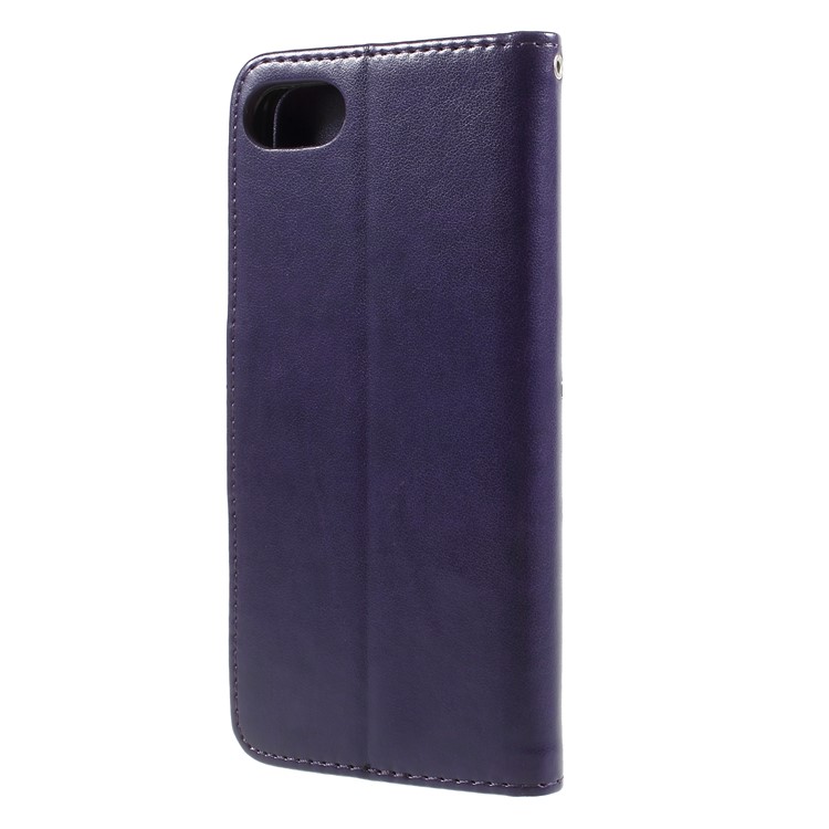 Imprint Butterfly Flower Leather Wallet Phone Accessory Case for Asus Zenfone 4 Max ZC520KL - Dark Purple-2