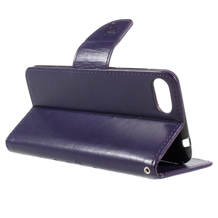 Imprint Butterfly Flower Leather Wallet Phone Accessory Case for Asus Zenfone 4 Max ZC520KL - Dark Purple-4