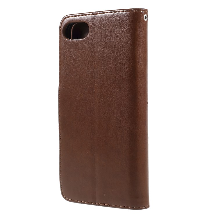 Imprint Butterfly Flower Leather Wallet Protection Case Cover for Asus Zenfone 4 Max ZC520KL - Brown-2