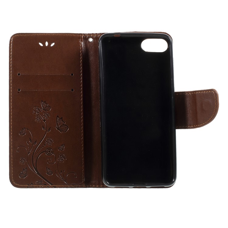 Imprint Butterfly Flower Leather Wallet Protection Case Cover for Asus Zenfone 4 Max ZC520KL - Brown-6