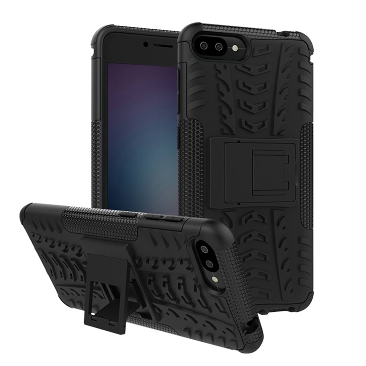 Tyre Pattern Hybrid PC + TPU Kickstand Mobile Phone Case for Zenfone 4 Max ZC520KL - Black-1