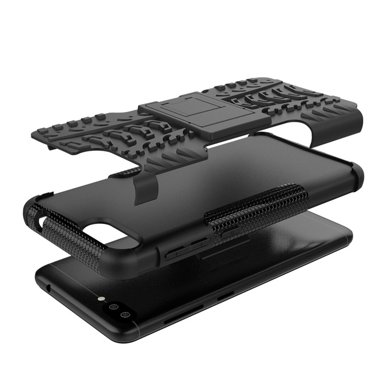Tyre Pattern Hybrid PC + TPU Kickstand Mobile Phone Case for Zenfone 4 Max ZC520KL - Black-8