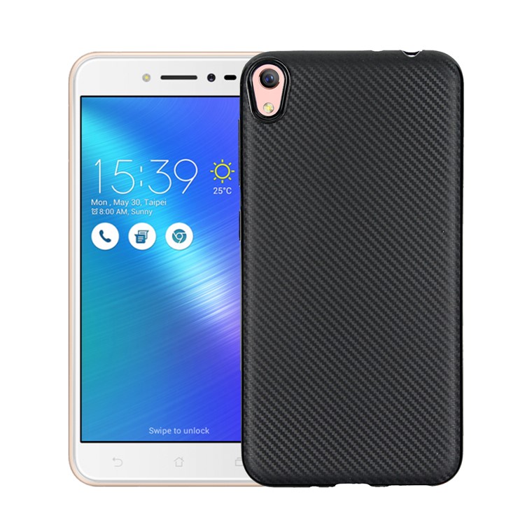 Carbon Fiber TPU Soft Phone Case for Asus Zenfone Live ZB501KL - Black-1