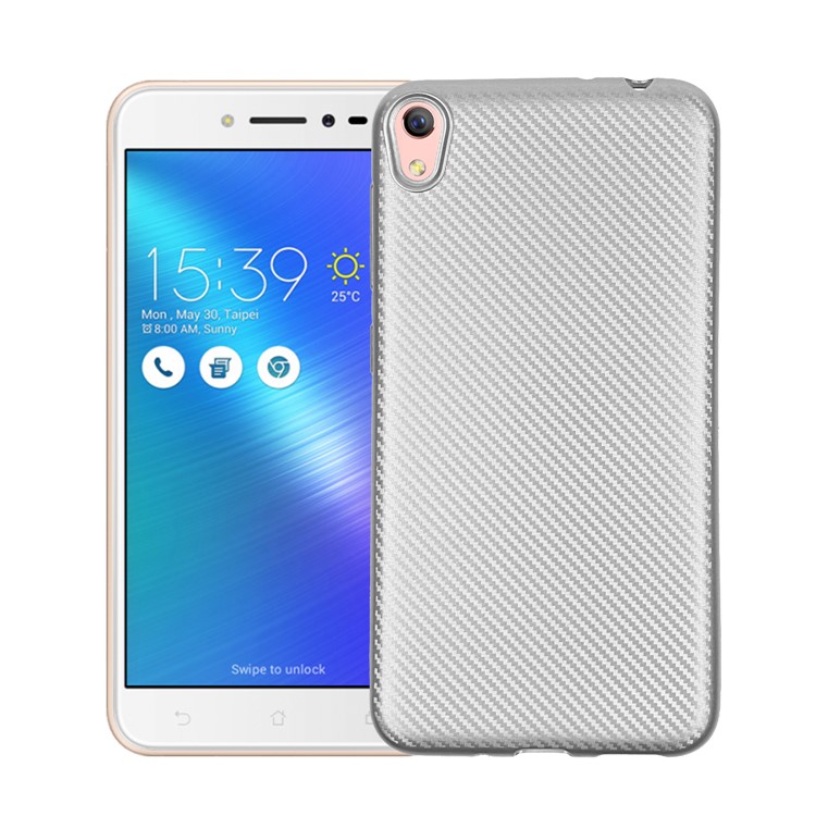 Carbon Fiber TPU Soft Phone Cover for Asus Zenfone Live ZB501KL - Silver-1