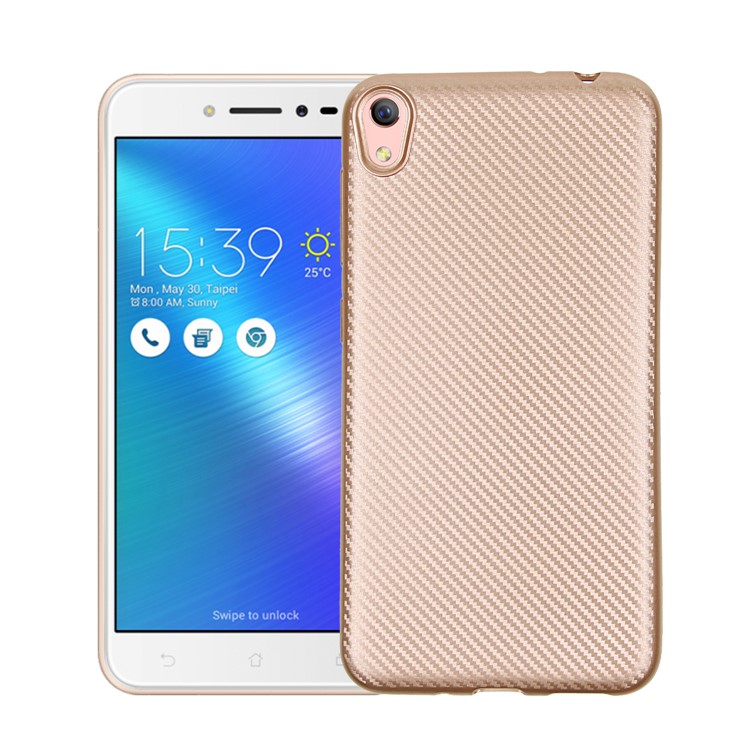 Boîtier De Téléphone Doux En Fibre De Carbone TPU Pour Asus Zenfone Live ZB501KL - Or-1